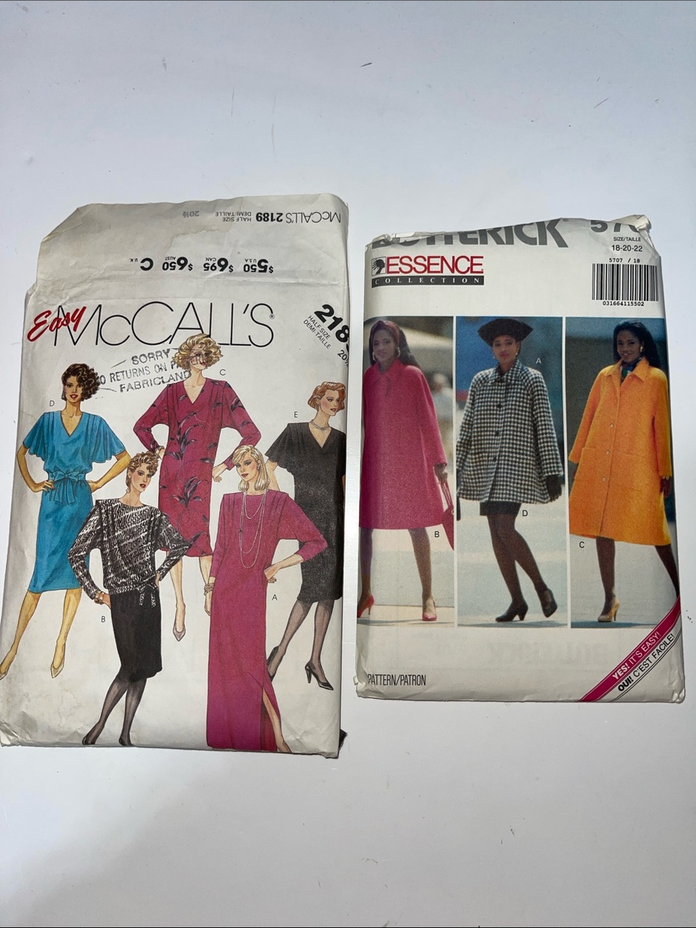 3/$30 Butterick Vintage Essence Patterns 90s Coat Dress, Blouses, and Dresses